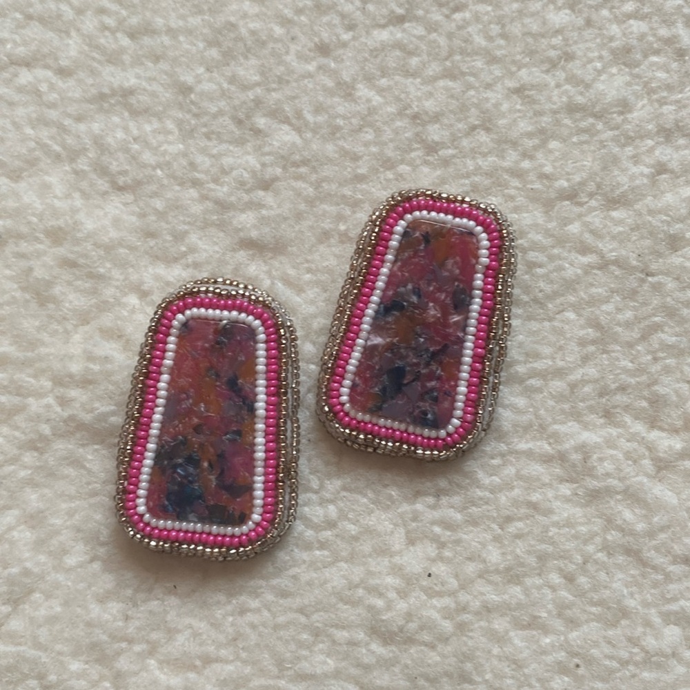 Pink Beaded indigenous earrings